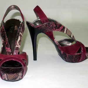 Guess by Marciano purple python print slingback platform stiletto sandal (6.5)